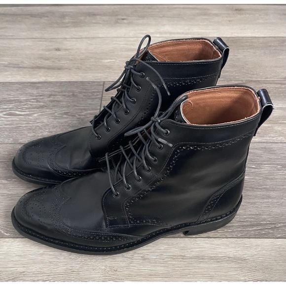 Allen Edmonds Dalton Black Leather Wingtip Dress Boots Men’s Size 11D Worn 1X main image 10